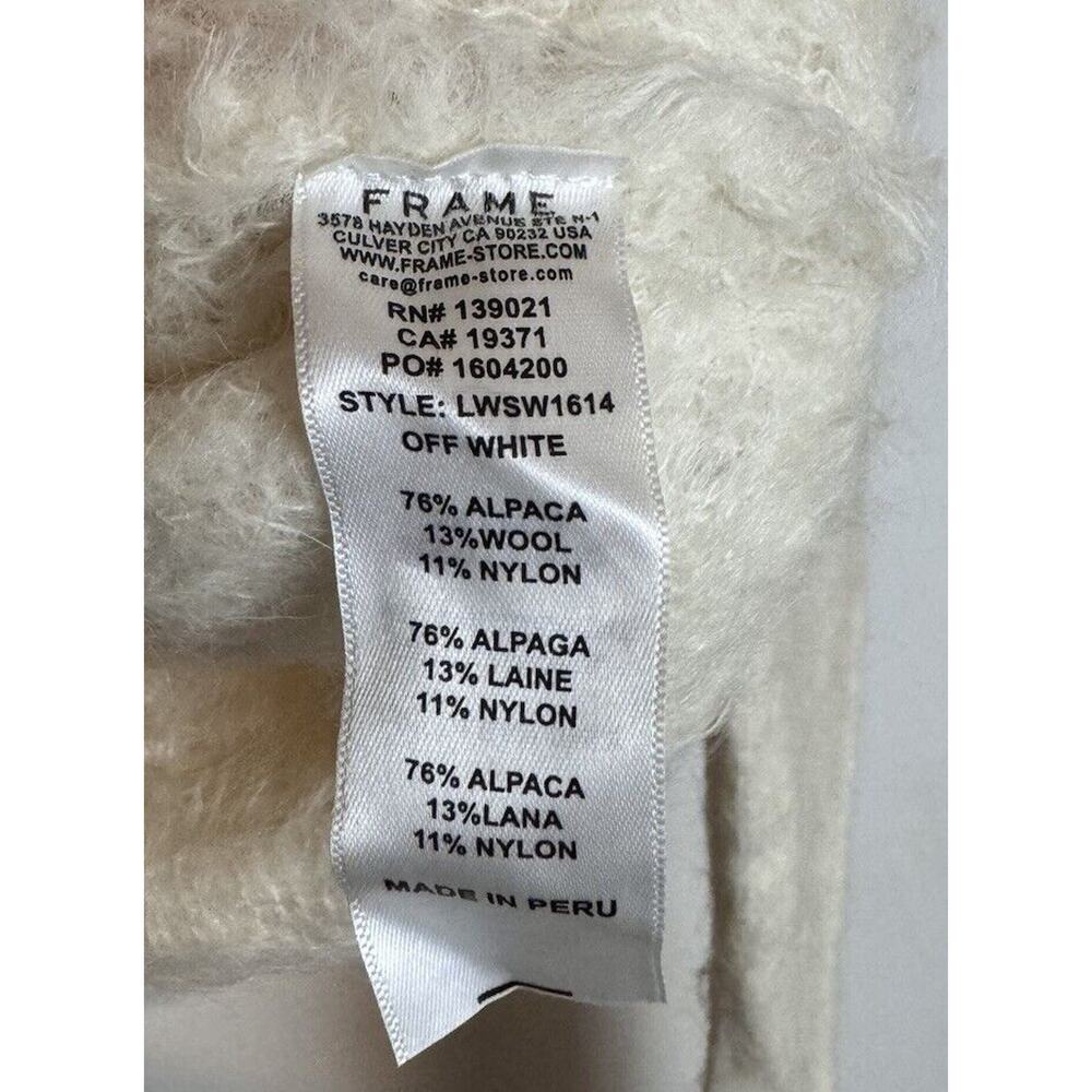 Frame Ribbed Alpaca Blend Fuzzy Sweater Cropped Small Off White Peru - Picture 5 of 6